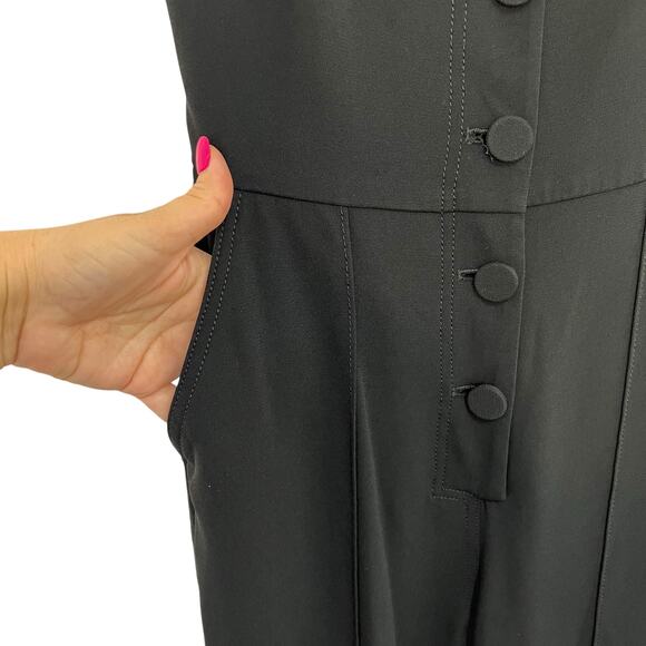 Derek Lam 10 Crosby Size 2 Button Front Cropped Jumpsuit Black Crepe Wide Leg - Picture 10 of 16